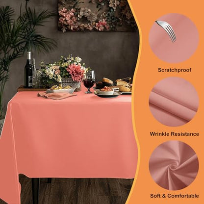 TWINPRET Rectangle Tablecloth 60 x 102 Inch, Pink Waterproof Washable Polyester Table Cloth - Stain & Oil Resistant Rectangular Table Cover for Banquet & Party (Fits 6 Foot Tables) [2 Pack] - color: Pink, size: 2 Pack 60*102 In