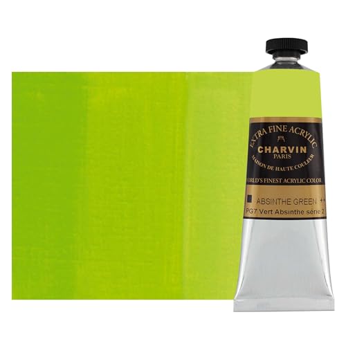 Charvin Extra Fine Professional Acrylic Paint - Absinthe Green, 60ml Tube, Triple-Milled, Lightfast Pigments, Open Stock Artist Acrylic Paints in Nature-Inspired Hues - color: Absinthe Green, size: 2.02 Fl Oz (Pack of 1)