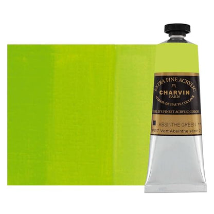 Charvin Extra Fine Professional Acrylic Paint - Absinthe Green, 60ml Tube, Triple-Milled, Lightfast Pigments, Open Stock Artist Acrylic Paints in Nature-Inspired Hues - color: Absinthe Green, size: 2.02 Fl Oz (Pack of 1)