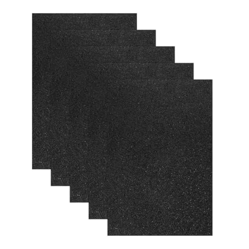 MECCANIXITY 5 Sheets Black Shiny Foam Sheets, 8 Inch x 12 Inch Sparkle EVA Foam Handicraft Sheets EVA Paper for Art Crafts Projects, Scrapbook Gift DIY Card Party Decoration - color: Black