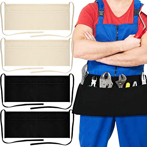 JenPen 4 Pcs Nail Apron Canvas Waist Apron Bulk for Carpenter with 2-pocket