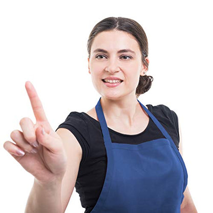 Blue Aprons Bulk for Women Girls with 2 Pockets-Chef Restaurant Kitchen Plain Aprons, Art Artist Painting Cooking Grilling Kitchen Apron (16, Dark Blue-16pcs) - color: Blue