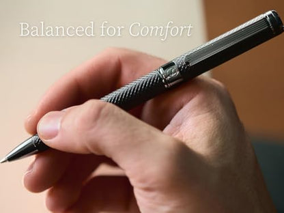 Scriveiner All Black Ballpoint Pen -Stunning Luxury All Metal Matt Black Pen, Schmidt Black Refill, Best Gift Set for Men & Women, Professional Executive Office, Nice Fancy Designer Pens - color: 9. All Black
