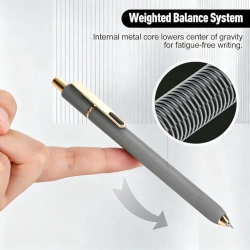 6Pcs Gel Pens-0.5mm Fine Point Black Ink with 3 Extra Refills, Soft Comfortable Grip,Smooth Fluent Writing,Retractable Design for Men Journal,Business Office and Nurse Note Taking (Gray) - color: Gray