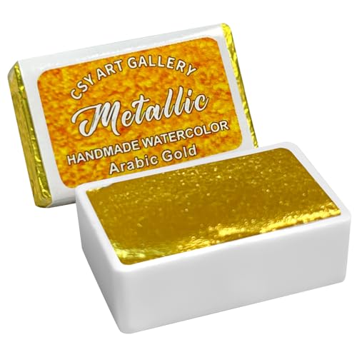 Metallic Handmade Watercolor Paint Full Pans Golden- Shimmer -Glitter Watercolors Choose Your Color (Arabic Gold) - color: Arabic Gold (Full Pan)