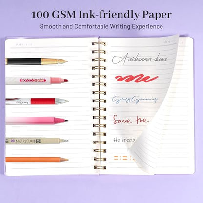 Yoment Spiral Notebook College Ruled A5 Spiral Bound Journal 160 Pages | 100 GSM Thick Paper Plastic Hardcover Spiral Notebook 5x7 Wire Bound Notebooks for Work School Office Supplies, Purple - color: Purple, style: C - Line - A5
