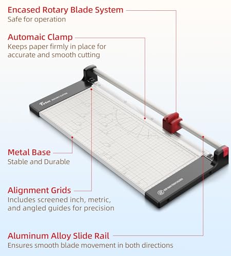 Firbon 15 Inch Rotary Paper Trimmer with Replaceable Blade | Heavy Duty 10-Sheet Capacity | Up to 15" Cutting | Cut Cardstock, Photo & Scrapbooking Crafts | Office, School & Home Use - size: 15-Inch