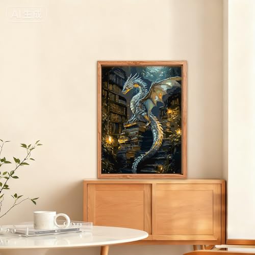 NAIMOER Dragon Paint by Numbers Kits for Adults Beginner, Color by Numbers on Canvas Painting Craft Kits for Adults Without Frame, Easy Paint DIY Acrylic for Home Wall Decor 12 X16 Inch - color: Dragon