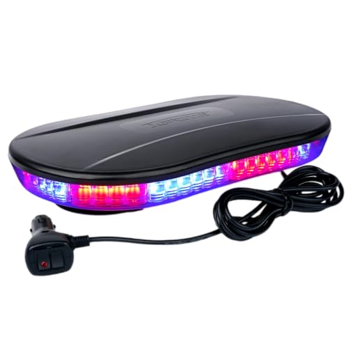 Xprite COB LED Rooftop Strobe Light Bar, Super Bright 19 Adjustable Lighting Modes with Magnetic Base for Construction Vehicles Tow Trucks Snowplow, Multi Color - color: Multi Color