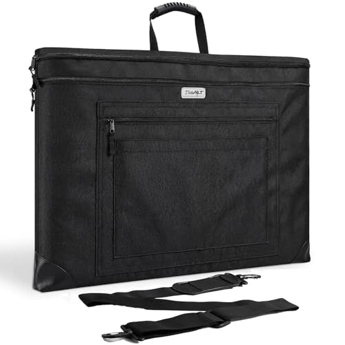 JusArt Art Portfolio Bag, 20x26 Light Weight Portfolio Folder Case with Adjustable Shoulder Strap, Leather Corners, Waterproof Art Bag for Artists and Students for Artwork, Poster, Sketching, Drawing - size: 20x26