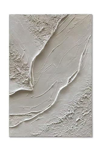NANKAI Art Hand-Drawn 45x30 inch White Textured Art Oil Painting in Modern Large Abstract Style, Suitable as a Home Office Wall Decoration - color: Nkhb366
