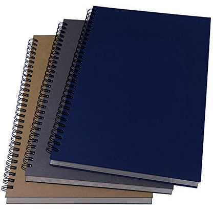 YUREE B5 Spiral Notebook/Spiral Journal Unruled, 100gsm Thick Blank Paper & Hard Kraft Cover, 65 Sheets (130 Pages), 3-Pack, 10.5" x 7.2", Brown/Blue/Gray - color: Brown/Blue/Gray
