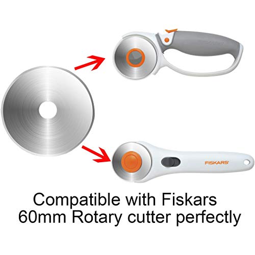 SOMOLUX 60mm Rotary Blades Compatible with Fiskars 60mm Rotary Cutter Perfect for Sewing Arts Crafts, Sharp, and Durable 5 Pack (Round hole 10mm) - color: 5pcs 60mm for Fiskars