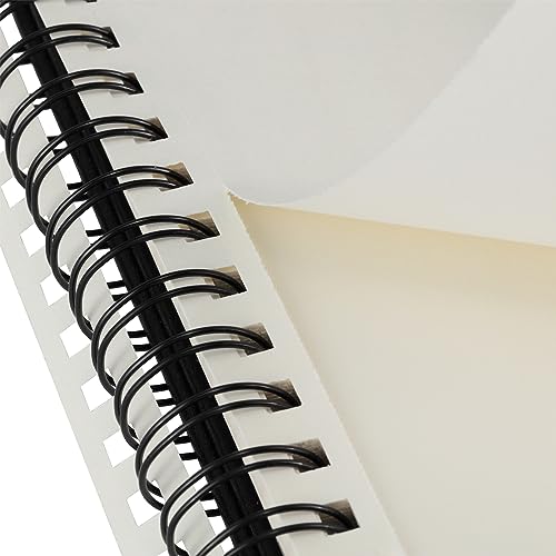 Creative Mark Double Wire Spiral Bound Field Sketch Book [Pack of 16-8.5" x 11"], Black Embossed Leatherette Journal, Light Cream Acid-Free Paper, Perfect for Dry Media and Drawing - size: 8.5" x 11" - 16 Pack