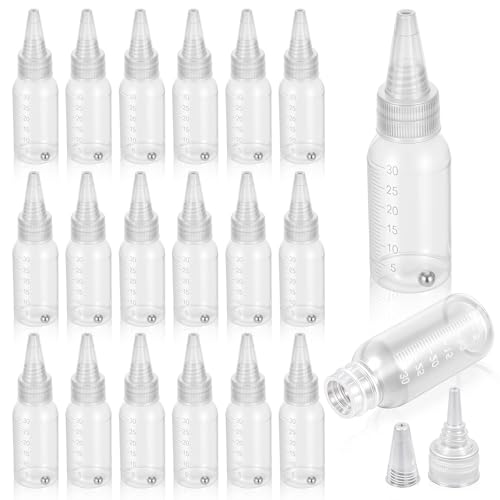 20Pcs Airbrush Paint Bottle Jar 1oz/30ml Plastic Paint Container,with Ball | Resealable Small Squeeze Bottles, for Arts Crafts