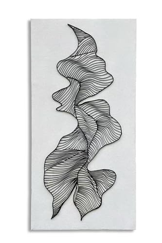 NANKAI Art Hand-Painted Black Texture Oil Painting Contemporary Minimalist Art White Abstract Painting Wall Decoration for Home or Office 24x48 inches - color: Nkhb362