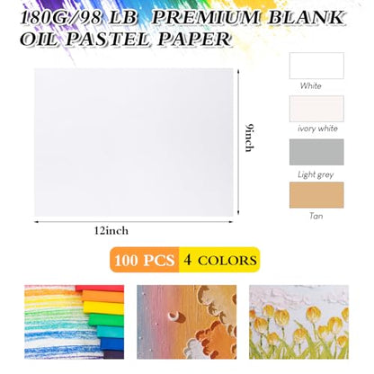 Ctosree 100 Sheets Oil Pastel Paper 180 GSM Pastel Drawing Paper Neutral Toned Paint Paper for Dry Media Oil Pastel Pencil Charcoal Adults Students (Neutral Colors, 9 x 12 Inch) - size: 9 x 12 Inch