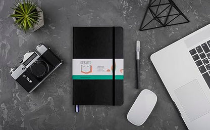 Hardcover Notebook Blank Journal Sketchbook for Drawing, Medium 5.5 by 8.4 Inch, 100 GSM Thick Paper (Black, Plain) - color: Black