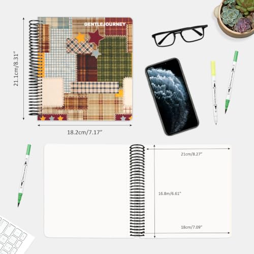 Hardcover Sketchbook,7.2"x8.3"Spiral Bound Drawing Pad,Plaid Patchwork | 150gsm(92lb)Acid-Free Thick Paper,Blank Art Journal for Adults,Artists&Beginners,Ideal for Sketching,Doodling and Mixed Media - color: plaid patchwork