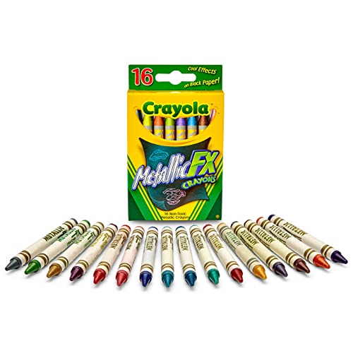 Crayola Metallic Crayons (16ct), Kids Crayons for Coloring and Drawing, Glitter, Shiny, and Unique Colors, Gift for Kids, Nontoxic, 3+