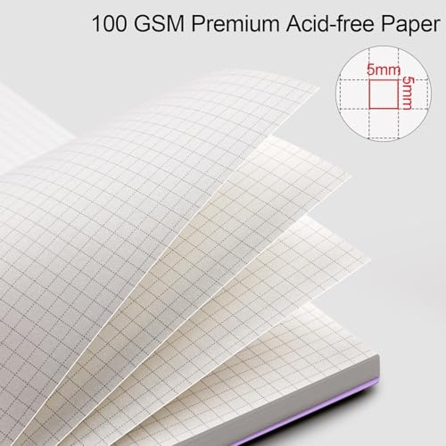 AHGXG Spiral Graph Paper Notebook, 110 Pages, A4 (8.5" x 11") | 100 gsm Thick Grid Paper, Waterproof Plastic Cover, for School Writing Engineering (Purple) - color: Purple, style: A4-Graph