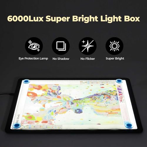 Heanolier A3 tracing Light Box with Bag,(18.2"L x 13.4"W) Super Bright Magnetic Light Pad with Side Buttons,USB-C Power Dimmerable Copy Table, Light board for Diamond Painting,Tattoo Drawing,Sketching - color: Black, size: A3 with Bag