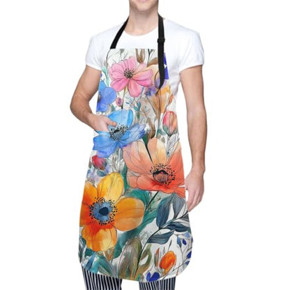 Imiss Waterproof Stain-Resistant Cooking Chef Aprons for Grill BBQ Baking 27 X 31 Inch - color: Colorful Floral