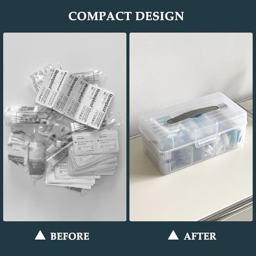 Bandage Organizer, 2 Pack | With Lid and Handle, Plastic Storage Container, For First-Aid Supplies, Holds Strips, Wraps, Swabs - size: 2 Pack