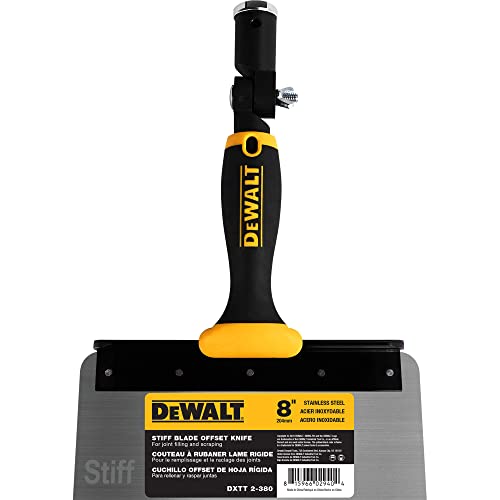 DEWALT 8" Offset Knife, 0.6mm Stainless Steel STIFF Blade | Soft-Grip Handle | DXTT-2-380 - size: 8"