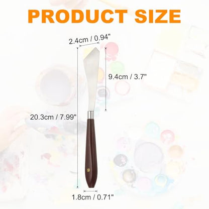 HARFINGTON Palette Knife Painting Tool 3.7" x 0.94" Stainless Steel | Art Spatula, Pallet Knives Scrapers Tools, with Plastic Handle, for Acrylic Oil Canvas Mixing Spreading, Red/Silver