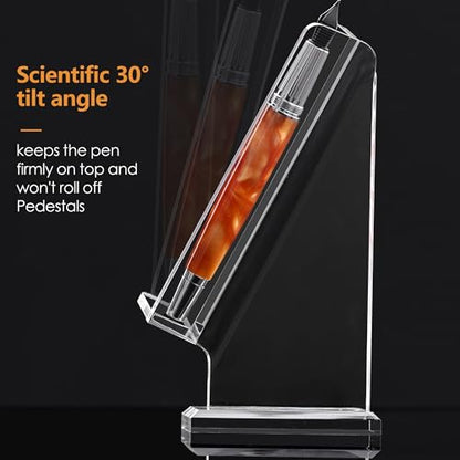 YUXUN Acrylic Pen Holder Display Stand - 30° Tilt Angle | Single Pen Display Stand Multi-Functional Clear Pencil & Makeup Brush Organizer for Office, School, Home and Exhibition -1PC - size: Tilted Pen Stand