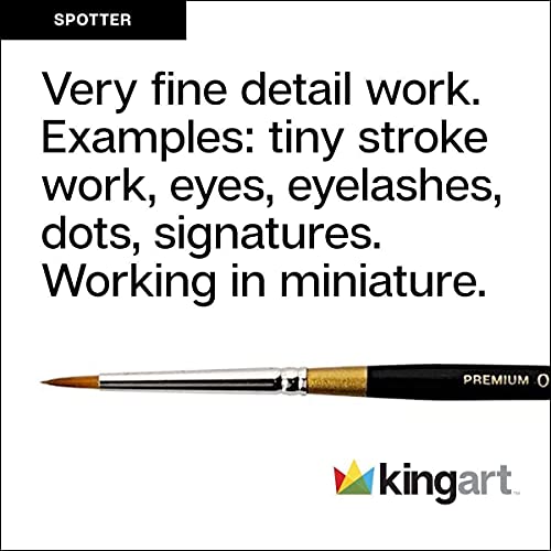 KINGART Premium Original Gold 9650-5/0 Spotter Series Artist Brush, Golden Taklon Synthetic Hair, Short Handle, for Acrylic, Watercolor, Oil and Gouache Painting, Size 5/0 - size: 5/0