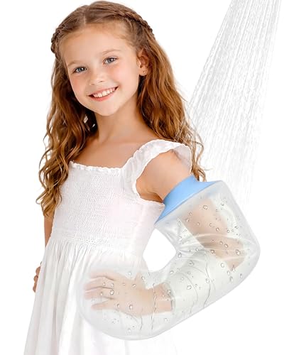 Kids Waterproof Cast Cover for Shower Arm, Light Blue, Arm-M - color: Light Blue, size: Arm-M (20.5" Length)