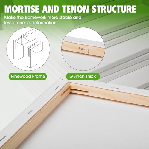 Stretched Canvas for Painting, Multi Size 11x14, 9x12, 8x10, 5x7, 4x4(4 of Each), 20 Packs Primed Blank Canvases, Very Good for Beginners or Professionals. - size: Multisize 20 Pack