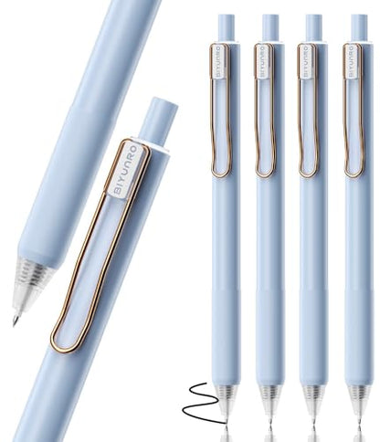 BIYUNRO Gel Pens - Black Ink 4pcs 0.5 mm Fine Point Smooth Writing Pen, Office School Supplies (Blue) - color: Blue