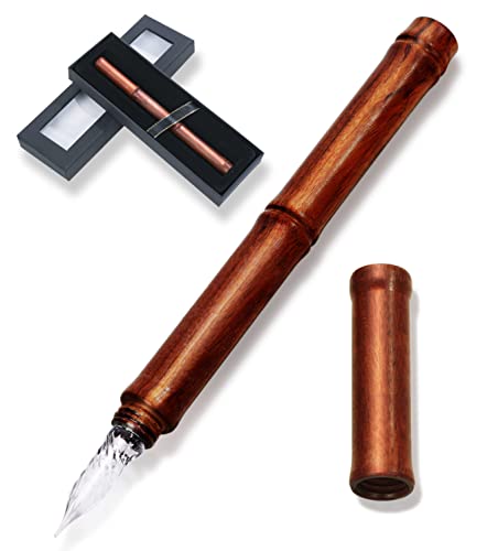 Glass Pen Wood Wooden Pen Fountain Pen Luxury japan brand (Light Brown)