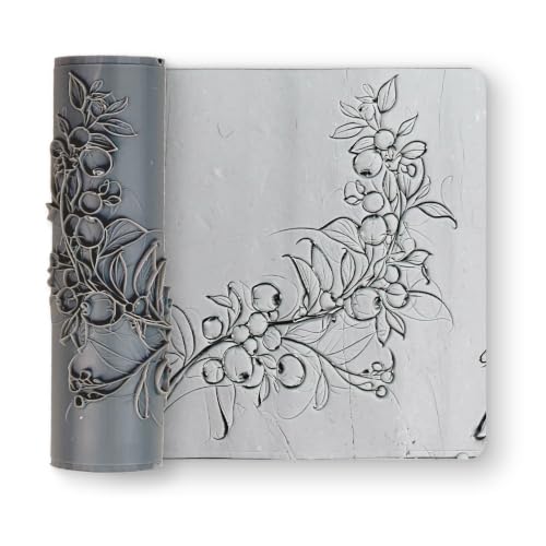 Cranberry Sprig Clay Texture Roller 4" for Polymer Clay - color: Cranberry Sprig Roller, size: 4 inch