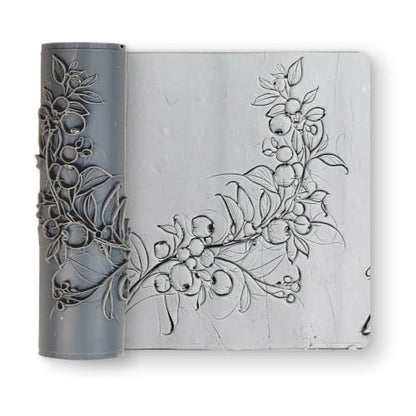 Cranberry Sprig Clay Texture Roller 4" for Polymer Clay - color: Cranberry Sprig Roller, size: 4 inch