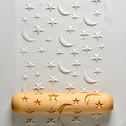MKM Pottery Tools Wood Big Hand Rollers for Clay (BHR-13 Stars and Moons) - color: BHR-13 Stars and Moons