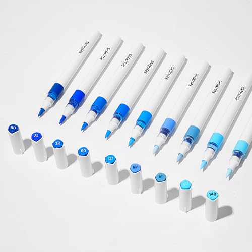 ROSYMENG 9 Color Acrylic Paint Pens,Quick-Drying Waterproof Acrylic Paint Markers, Soft Brush Tip Acrylic Markers for Canvas, Rock Painting, Wood, Stone, Glass, Ceramic, Fabric Painting, DIY Crafts - color: Blue Cat Series