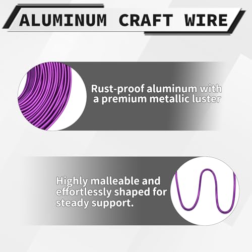 12 Gauge Aluminum Craft Wire, 100 Feet 2mm Bendable Metal Wire for Jewelry Making, Sculpting and Floral Design, Soft Armature Wire for DIY Crafts (Purple) - size: 12 Gauge(2mm), style: Purple