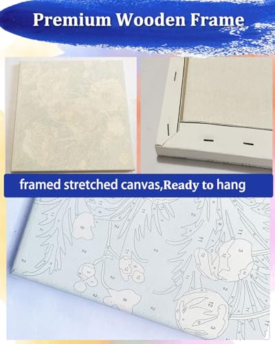 Blissroot Framed Paint by Numbers Kit for Adults Beginner&Kids Ages 8-12, 12x12inch Starry Night Paint by Numbers with Frame, Large Couple Under Umbrella Paint by Number Framed Canvas (Without Easel) - color: BR018F, size: 12"x12"
