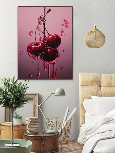 askkqtx Cherry Diamond Art Kits for Adults 12x16 Inch - color: G9413