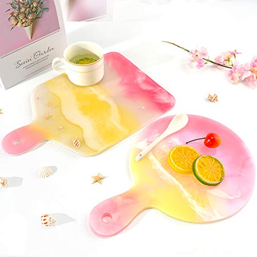 FUNSHOWCASE Cheese Board Epoxy Resin Silicone Molds with Handles and Holes for Serving Tray, Platter, Rectangle, Round, Large 12inch - color: Rectangular and Circle Shapes Boards