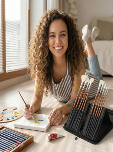DUGATO Long Brush Holder & Organizer, Canvas Case 5.7 x 14.8 in, Black (Pack of 2) - color: Black, size: Large 5.7x14.8 inches (Pack of 2)