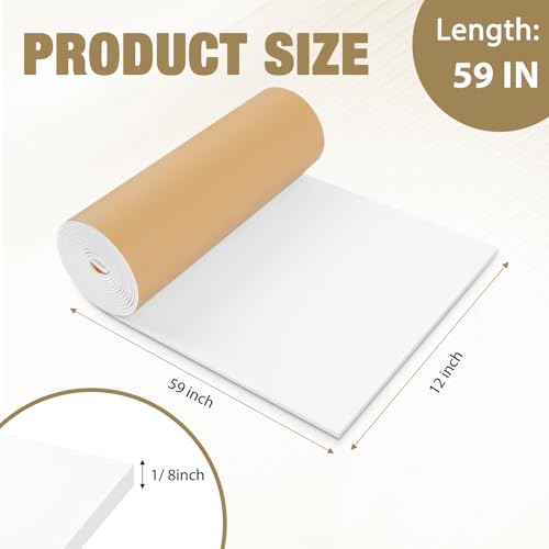 LSGCQ Sponge Neoprene Foam Padding Self Adhesive Foam Sheets, White | Closed Cell Foam Sheet Neoprene Rubber Pad for DIY Gaskets Shock Pads Liner Crafts, 12" Wide x 1/8" Thick x 59" Long - color: White, size: 12" Wide x 1/8" Thick x 59" Long