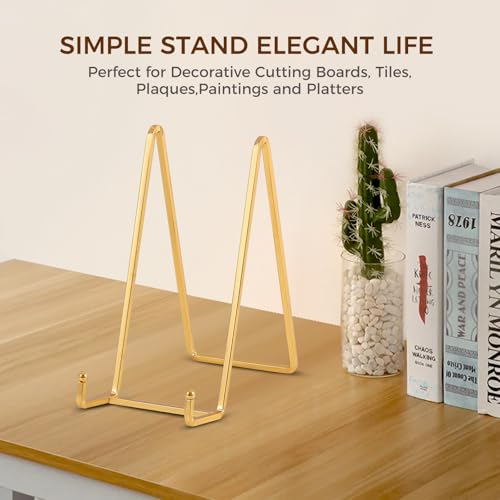 Plate Holder Easel Display Stand - 8 inch Metal Plate Stands for Display - Tabletop Picture Stand - Gold Iron Easels for Display Pictures | Photo Frames | Book | Decorative Plates | Plaque -2 Pack - size: 8 inch-2