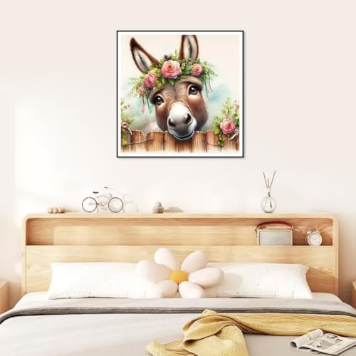 hill froeistung 5D Donkey Diamond Art Painting Kits for Adults | Animals Diamond Art for Beginners, DIY Full Drill Flower Diamond Art Painting(12X12 inch) - color: HF-A059