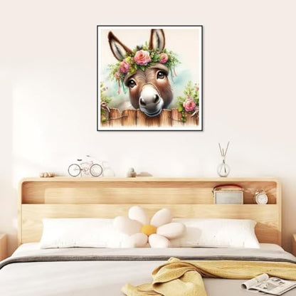 hill froeistung 5D Donkey Diamond Art Painting Kits for Adults | Animals Diamond Art for Beginners, DIY Full Drill Flower Diamond Art Painting(12X12 inch) - color: HF-A059