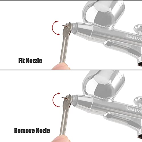 Dual-Action Airbrush Kit 0.3mm Air Brush Gun with Extra 0.2mm & 0.5mm Nozzles Needle Air Caps and Quick Release Disconnect Coupler - size: 0.2mm/0.3mm/0.5mm